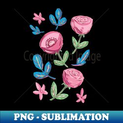 Wild Flowers in gouache - Retro PNG Sublimation Digital Download - Vibrant and Eye-Catching Typography