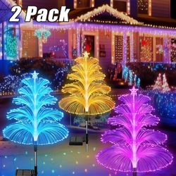 2/3 Packs Christmas Tree Solar Garden Light With Multi-Colored Change, Control System Garden Solar Light