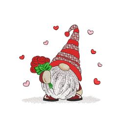 Valentine's Day Gnome Embroidery Design, 4 sizes, Instant Download