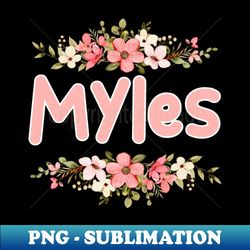 Flower Border Myles Name Label - Aesthetic Sublimation Digital File - Defying the Norms
