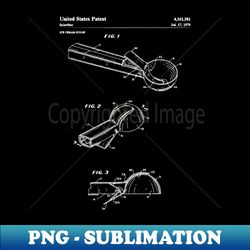 Ice Cream Scoop patent art - vintage patent artwork kitchen art on black - Artistic Sublimation Digital File - Boost Your Success with this Inspirational PNG Download