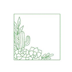 Cactus Frame Embroidery Design, 5 sizes, Instant Download