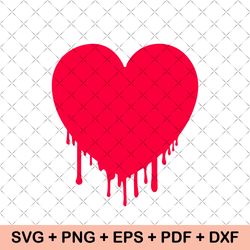 Dripping heart svg, tshirt svg, love svg, drips svg, vector, layered svg, valentine svg, Instant download