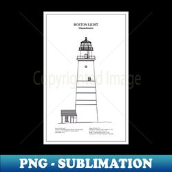 Boston Light Lighthouse - Massachusetts - BD - Exclusive Sublimation Digital File - Unlock Vibrant Sublimation Designs