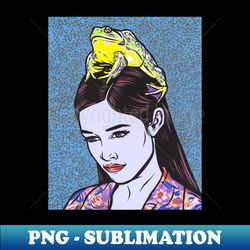 Comic Girl With Frog - High-Quality PNG Sublimation Download - Fashionable and Fearless