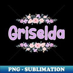 Purple Flower Griselda Name Label - PNG Transparent Digital Download File for Sublimation - Perfect for Sublimation Art