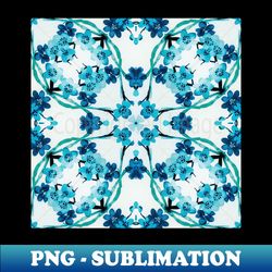 Blue Flowers Watercolour Pattern - Exclusive PNG Sublimation Download - Boost Your Success with this Inspirational PNG Download