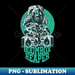 green boombox reaper - skull-face astronaut with boomboxes - premium sublimation digital download - create with confidence