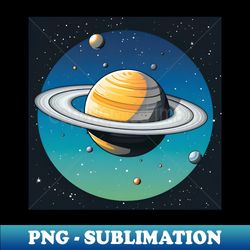 Cartoon Saturn Planet - Retro PNG Sublimation Digital Download - Boost Your Success with this Inspirational PNG Download
