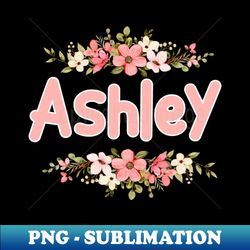 Flower Border Ashley Name Label - Instant Sublimation Digital Download - Perfect for Personalization