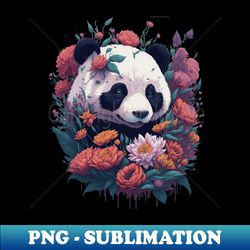 cute smiling giant panda bear with florals t-shirt design apparel mugs cases wall art stickers - png sublimation digital download - perfect for sublimation mastery