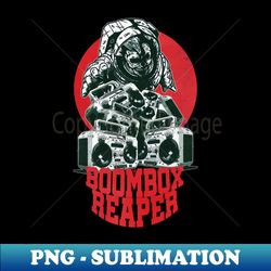 red boombox reaper - skull-face astronaut with boomboxes - creative sublimation png download - bold & eye-catching