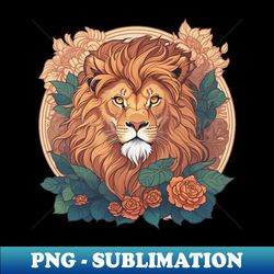 lion face  t-shirt design apparel mugs cases wall art stickers - png transparent sublimation file - bring your designs to life