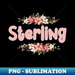 Flower Border Sterling Name Label - Aesthetic Sublimation Digital File - Perfect for Creative Projects