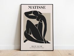 Henri Matisse Inspired Exhibition Posters Black Neutrals Blue Nude A5 A4 A3 A2