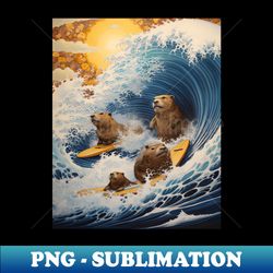 capybara art the great wave kanagawa japanese - trendy sublimation digital download - create with confidence