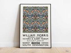 William Morris Strawberry Thieves Exhibition Poster, Art Nouveau, Victoria and Albert Museum, Morris Flower Pattern, Hom