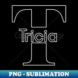 Initial T Monogram Tricia Name Label - Elegant Sublimation PNG Download - Enhance Your Apparel with Stunning Detail