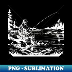 Fisherman on lake - Vintage Sublimation PNG Download - Perfect for Personalization