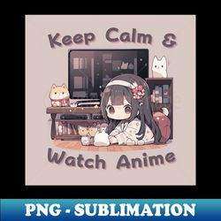Keep Calm and watch anime chibi - Premium Sublimation Digital Download - Perfect for Creative Projects