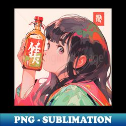girl and drink bottle - PNG Transparent Sublimation File - Add a Festive Touch to Every Day