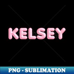 kelsey name pink balloon foil - png transparent sublimation file - transform your sublimation creations