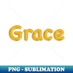 gold balloon foil grace name - signature sublimation png file - enhance your apparel with stunning detail