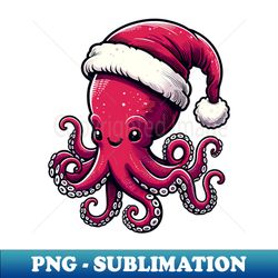 Octopus in Santa Hat - Exclusive PNG Sublimation Download - Bold & Eye-catching
