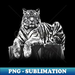 Tiger illustration in Black and White - Unique Sublimation PNG Download - Unleash Your Creativity