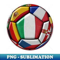 Soccer ball with flags - flag of Italy in the center - Special Edition Sublimation PNG File - Revolutionize Your Designs