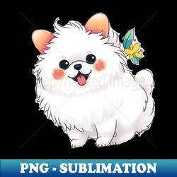 White Pomeranian Cartoon Dog - Modern Sublimation PNG File - Bring Your Designs to Life