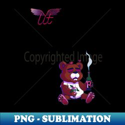 litq - cute teddy bear drinks wine on valentines day anime art vibe - artistic sublimation digital file - perfect for sublimation mastery