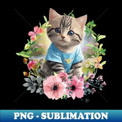 Nature Cute Little Kitty With Beautiful Nature - Trendy Sublimation Digital Download - Stunning Sublimation Graphics