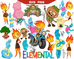 Disney Elemental SVG, Elemental SVG Bundle Layered, Elemental clipart set, Elemental svg cut files for Cricut