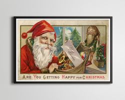 1923 Happy Santa Christmas POSTER! - up to full size 24 x 36 - Vintage Style - Holidays - Antique - Wall Art - Shabby -