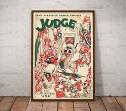 1930 Judge Magazine Christmas POSTER! - up to 24x36 - Winter - Santa Claus - Workshop - Vintage - Antique - Decorations