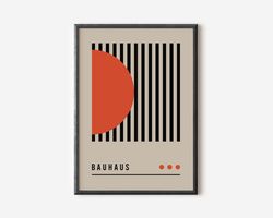 Bauhaus Poster Print, Beige Exhibition Poster, Mid Century Modern Art Decor, Orange Abstract Vintage Minimalist Retro Wa
