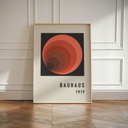 Bauhaus Poster Print, Beige Exhibition Poster, Mid Century Modern Art Decor, Yellow Abstract Vintage Minimalist Retro Wa