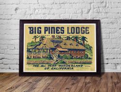 Big Pines Lodge California POSTER! (up to 24 x 36) - Vintage - Antique - Los Angeles - Big Bear - Mountains