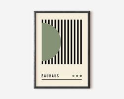 Bauhaus Poster Print, Beige Exhibition Poster, Mid Century Modern Art Decor, Sage Green Abstract Vintage Minimalist Retr
