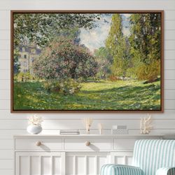 Claude Monet Framed Canvas Print The Parc Monceau, Frame Large Wall Art, Green Art, Vintage Art, Minimalist Art, Gift, W