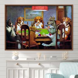 Frame Large Wall Art Dogs Playing Poker Animals Wildlife Illustrations Modern Art Decorative Elements Scenic Relax Calm