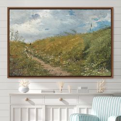 Ilya Repin Famous Framed Canvas Print Path in The Field, Frame Large Wall Art, Green Art, Vintage Art, Minimalist Art, G
