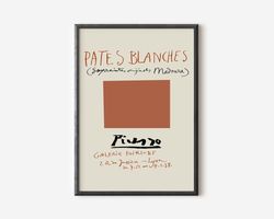 Picasso Exhibition Wall Art Print, Neutral Beige Abstract Vintage Minimalist Gift Idea, Famous Artist Print, Blue Galler