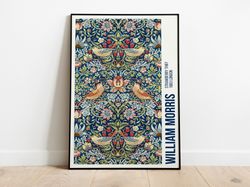 William Morris Exhibition Poster, William Morris Print, Art Nouveau, Strawberry Thieves, Fabric Textured Background, Vic