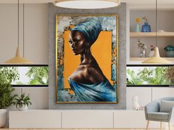 african ethnic art, afro black woman, american girl canvas, paint decor prints, ethnic poster, wall art canvas design, f