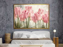 rose pink flowers canvas art, flower wall decor, floral wall art, flower canvas print, wall art canvas design, framed re