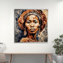 African Woman portrait canvas painting, Abstract Woman Wall Art, Modern Decor Ideas for Home and Office with Different F
