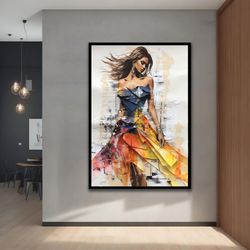 Beautiful Woman Canvas Painting, Abstract Woman Wall Art, Modern Decor Ideas for Home and Office with Different Frame Op