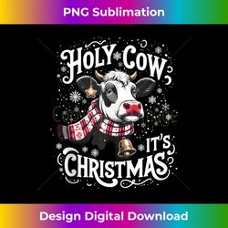 Holy Cow It's Christmas Funny Cow Lover Farm Animal Costume Tank Top - Urban Sublimation PNG Design - Pioneer New Aesthetic Frontiers
